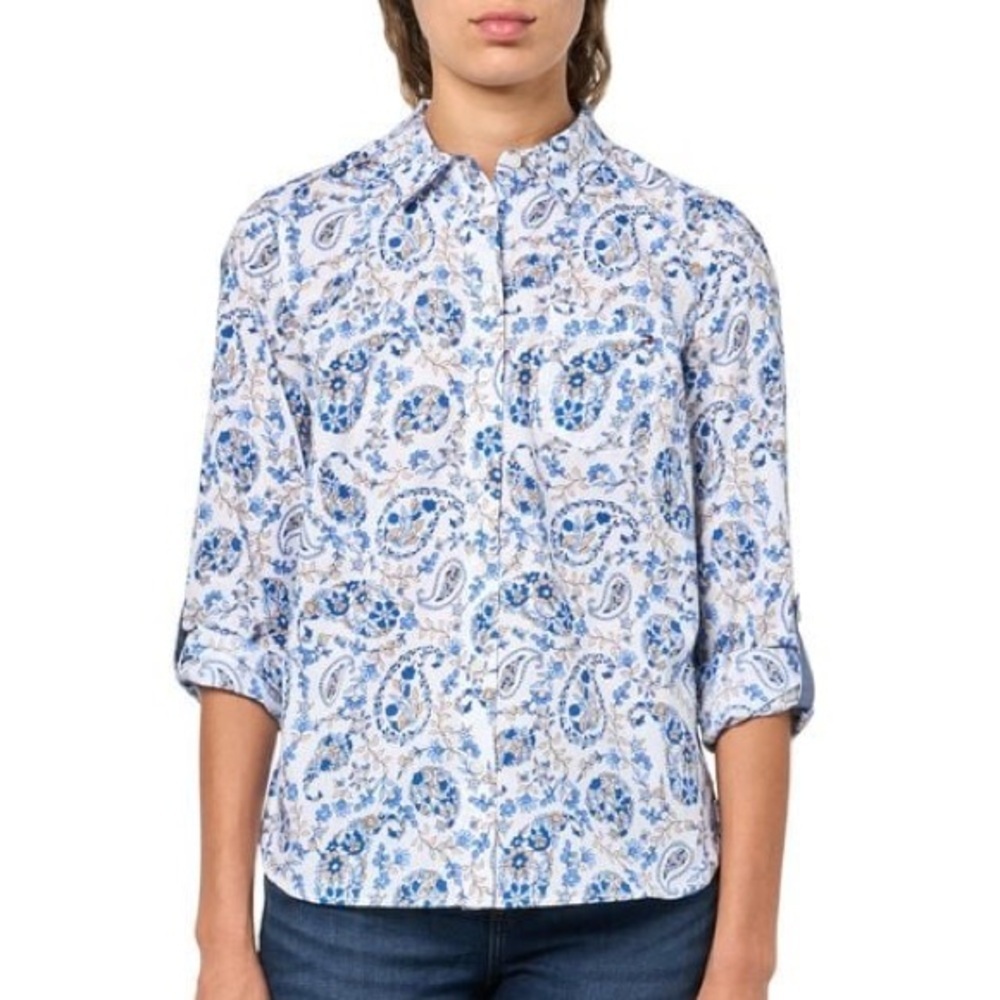 Tommy Hilfiger Blue Floral Paisley Button-Down Shirt • Size XXL - Picture 1 of 7